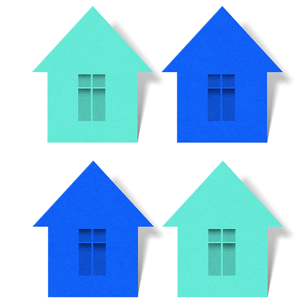 Four houses illustrations